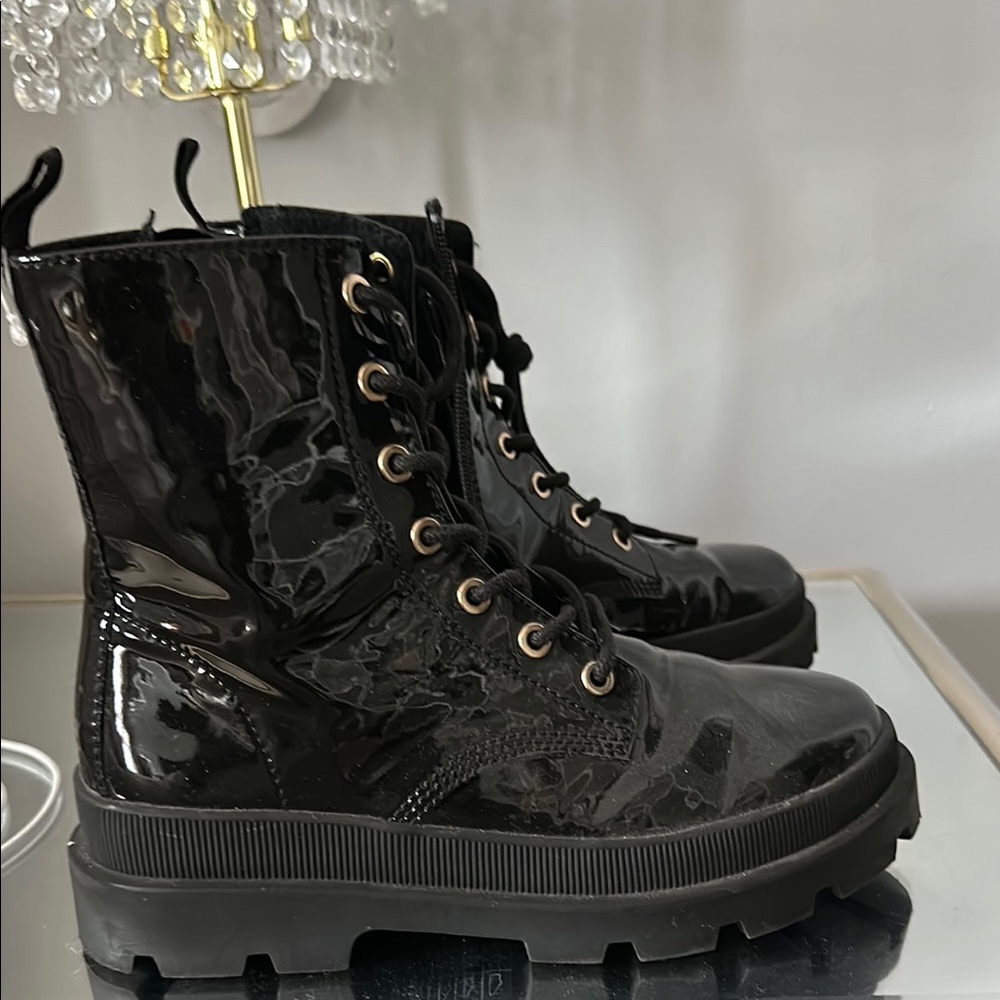 H&M Black Patent Leather Women's Boots